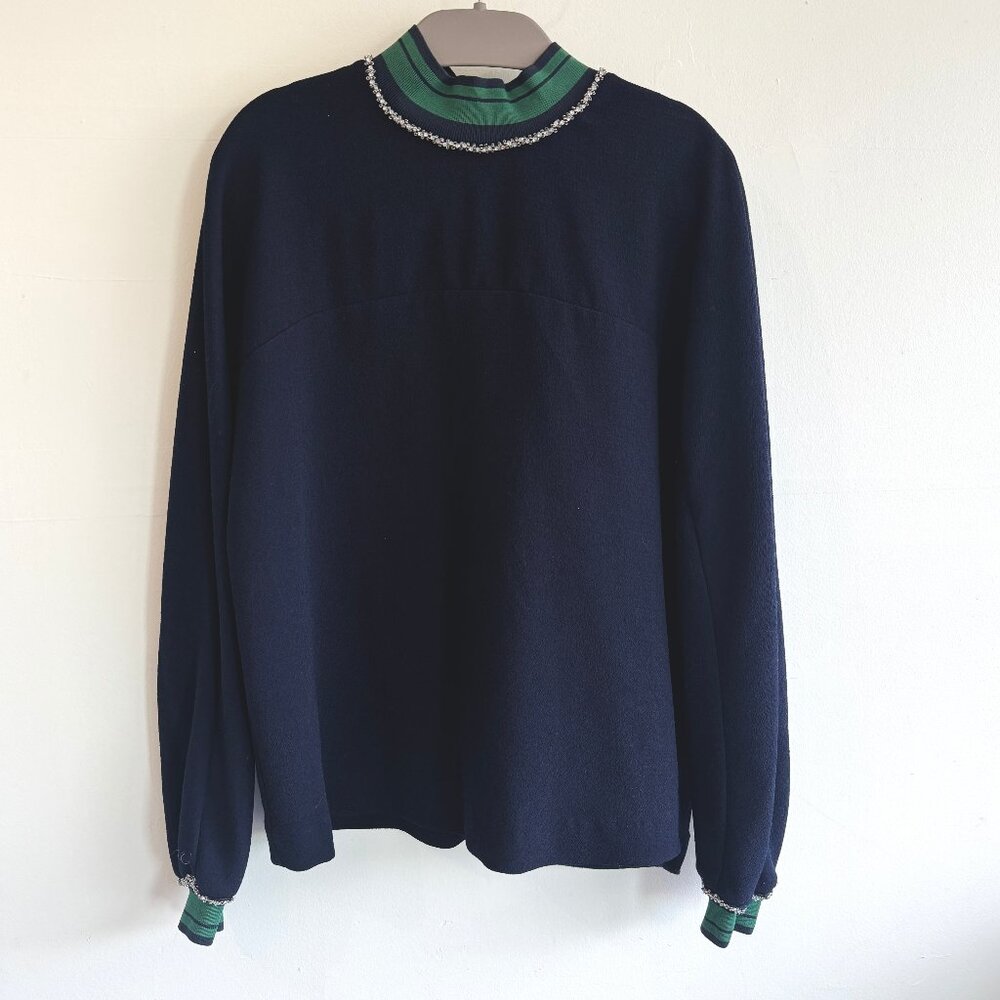 Zara Navy Top with Beaded Details